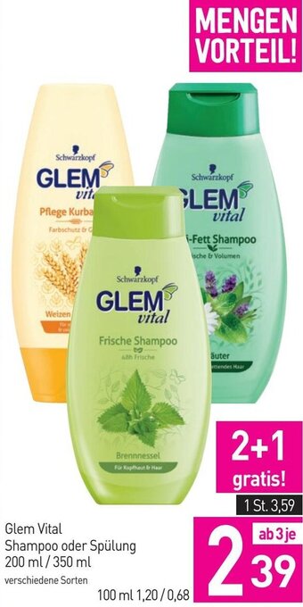 Sutterlüty Glem Vital Shampoo oder Spülung 200 ml / 350 ml Angebot