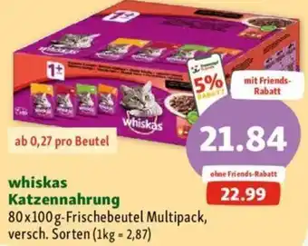 Fressnapf Whiskas Katzennahrung 80x100g Angebot