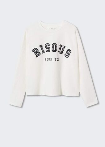Mango Langärmliges t-shirt mit schriftzug Angebot