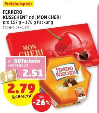 PENNY Ferrero Küsschen od. Mon Cheri 157g-178g Angebot