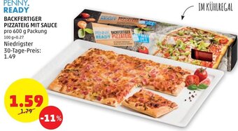 PENNY Penny Ready Backfertiger Pizzateig mit Sauce 600g Angebot
