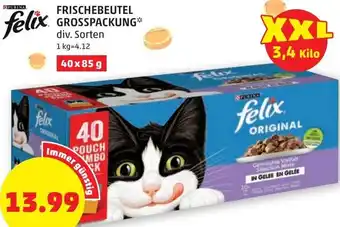 PENNY Purina Felix Frischebeutel Grosspackung 40x85g Angebot