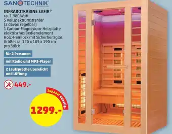 PENNY SanoTechnik Infrarotkabine Safir 120x105x190 cm Angebot