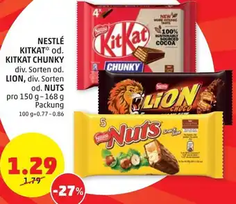 PENNY Nestlé Kitkat od. Kitkat Chunky od. Lion od. Nuts 150g-168g Angebot