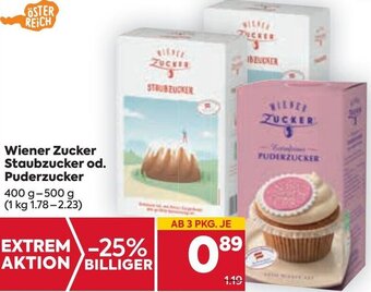 Billa Wiener Zucker Staubzucker od. Puderzucker 400g-500g Angebot