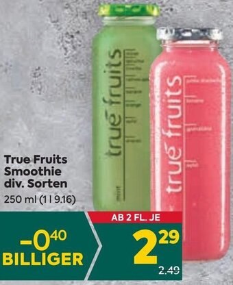 Billa True Fruits Smoothie div. Sorten 250 ml Angebot