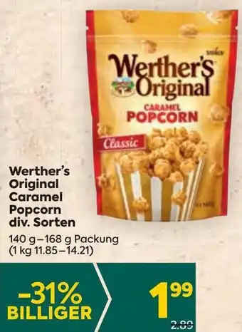 Billa Werther's Original Caramel Popcorn div. Sorten Angebot