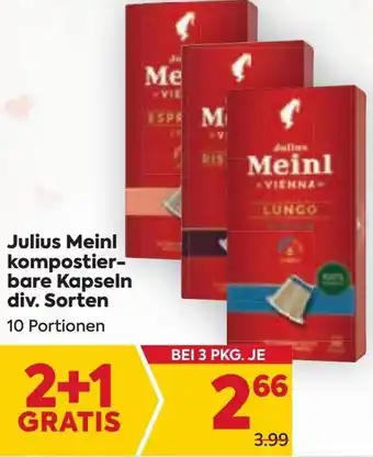 Billa Julius Meinl Kompostierbare Kapseln div. Sorten Angebot