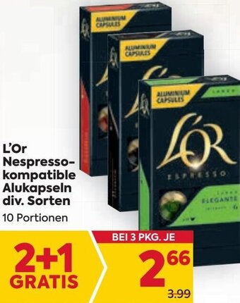 Billa L'Or Nespresso- kompatible Alukapseln div. Sorten Angebot
