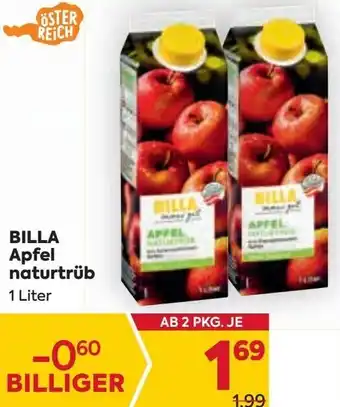 Billa Billa Apfel naturtrüb 1 Liter Angebot