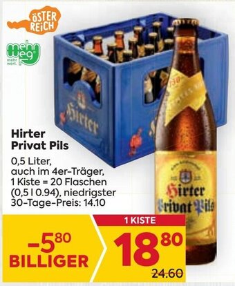 Billa Hirter Privat Pils 0,5 Liter Angebot