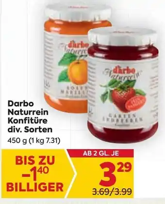 Billa Darbo Naturrein Konfitüre div. Sorten 450 g Angebot