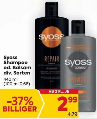 Billa Syoss Shampoo od. Balsam div. Sorten 440 ml Angebot