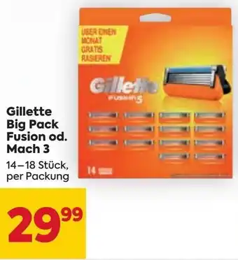 Billa Gillette Big Pack Fusion od. Mach 3 14-18 Stk. Angebot