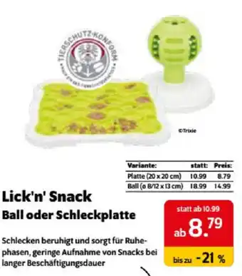 Das Futterhaus Lick'n' Snack Ball oder Schleckplatte Angebot