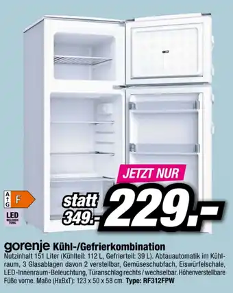Red Zac Gorenje Kühl-/ Gefrierkombination RF312FPW Angebot
