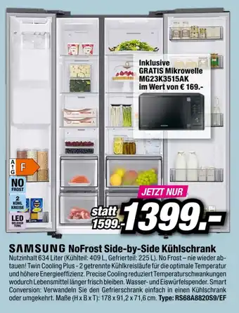 Red Zac Samsung NoFrost Side-By-Side Kühlschrank RS68A8820S9/EF Angebot
