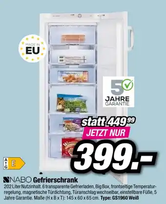 Red Zac Nabo Gefrierschrank GS1960 Weiß Angebot