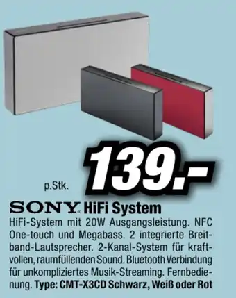Red Zac Sony HiFi System CMT-X3CD Schwarz, Weiß oder Rot Angebot
