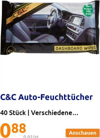 Action C&C Auto-Feuchttücher 40 Stück Angebot