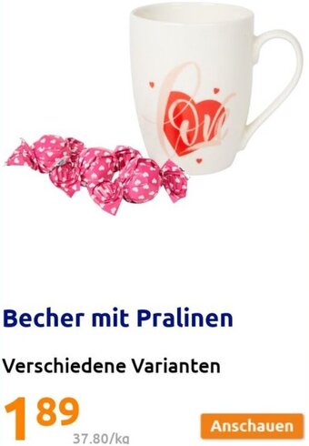 Action Becher mit Pralinen Angebot