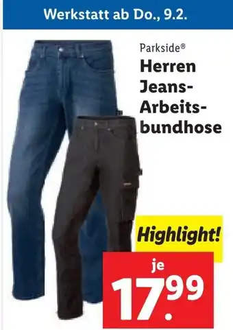 Lidl Parkside Herren Jeans-Arbeits-bundhose Angebot