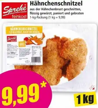 Norma Sprehe Hähnchenschnitzel 1 kg Angebot