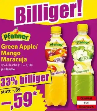Norma Pfanner Green Apple/ Mango Maracuja 0,5 L Angebot