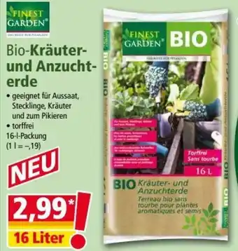 Norma Finest Garden Bio-Kräuter-und Anzuchterde 16 Liter Angebot