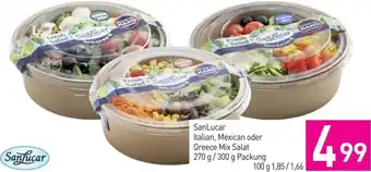 Sutterlüty SanLucar Italian, Mexican oder Greece Mix Salat 270g/300 g Packung Angebot