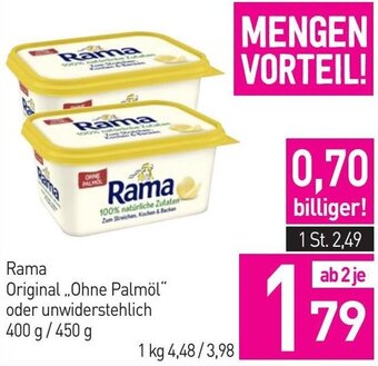 Sutterlüty Rama Original,,Ohne Palmöl" oder unwiderstehlich 400g/450g Angebot