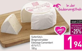 Sutterlüty Sutterlüty's Bregenzerwälder Edelziege Camembert 45% F.i.T. 100 g Angebot