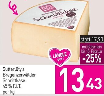 Sutterlüty Sutterlüty's Bregenzerwälder Schnittkäse 45% F.i.T. per kg Angebot