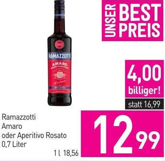 Sutterlüty Ramazzotti Amaro oder Aperitivo Rosato 0,7 Liter Angebot