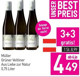 Sutterlüty Müller Grüner Veltliner Aus Liebe zur Natur 0,75 Liter Angebot