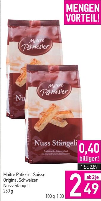 Sutterlüty Maitre Patissier Suisse Original Schweizer Nuss-Stängeli 250 g Angebot