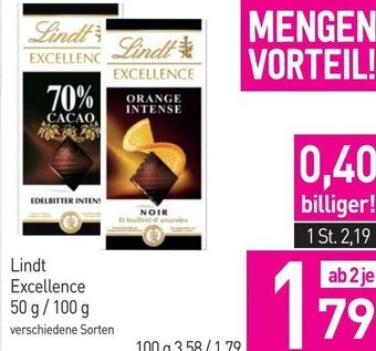 Sutterlüty Lindt Excellence 50 g / 100 g Angebot