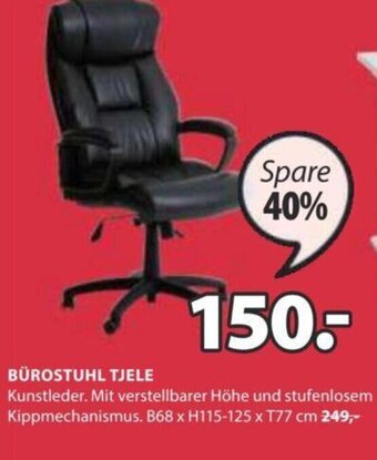 JYSK Bürostuhl Tjele B68 x H115-125 x T77 cm Angebot