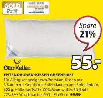 JYSK Otto Keller Entendaunen-Kissen Greenfirst 35x75 cm Angebot