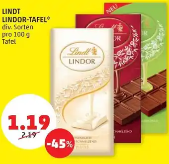 PENNY Lindt Lindor-Tafel 100 g Angebot
