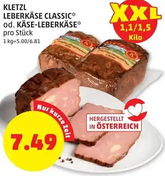 PENNY Kletzl Leberkäse Classic od. Käse-Leberkäse Angebot
