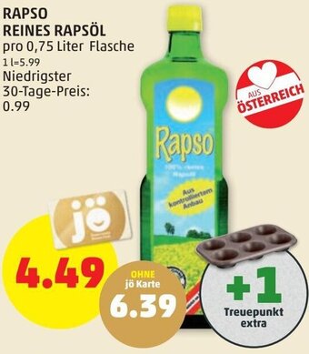 PENNY Rapso Reines Rapsöl 0,75 Liter Angebot