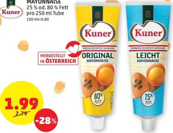 PENNY Kuner Mayonnaise 250 ml Angebot