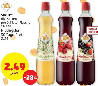 PENNY Yo Sirup 0,7 Liter Angebot