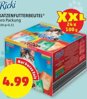 PENNY Ricki Katzenfutterbeutel pro Packung Angebot