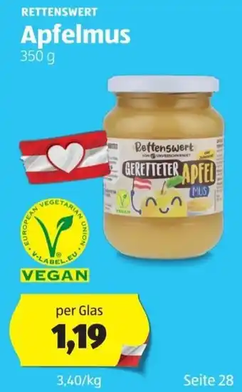 Hofer Rettenswert Apfelmus 350 g Angebot