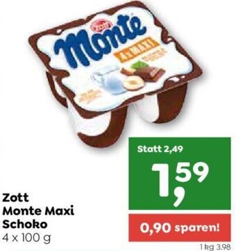 ADEG Zott Monte Maxi Schoko 4 x 100 g Angebot