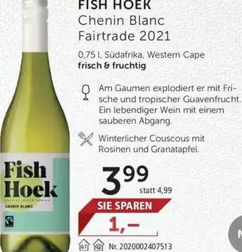 Interspar Fish Hoek Chenin Blanc Fairtrade 2021 0,75l Angebot