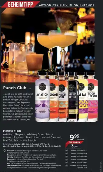 Interspar Punch Club Aviation, Negroni, Whiskey Sour Cherry infused, Espresso Martini with Salted Caramel, Mai Tai, Sex on the Beach Angebot