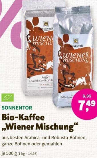 Denn's Biomarkt Sonnentor Bio-Kaffee,, Wiener Mischung" 500 g Angebot